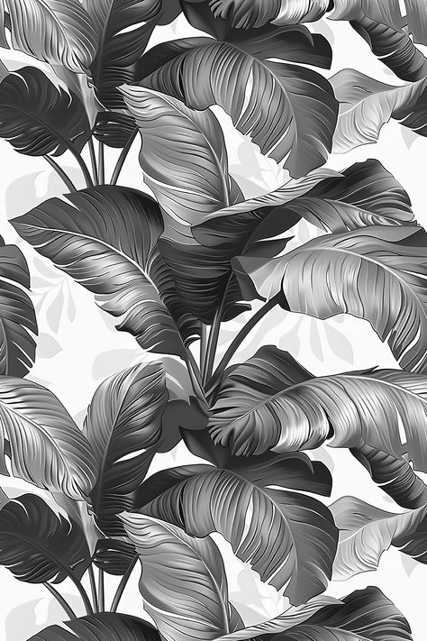 Simple monochrome exotic pattern for when you want to stand out, but just a little.   . . . . . . monochrome, b&w, leaf, exotic leaves, tropical, tropical pattern, simple pattern, subtle pattern, nature, black and white, jungle, exotic nature, palm leaves, patterncabinet, pattern cabinet, redbubble products Jungle Leaf Tattoo, Tropical Leaf Tattoo, Clay Tattoo, Nature Black And White, Leaf Tattoo, Black And White Leaves, Seamless Wallpaper, Leaves Illustration, Pattern Black And White