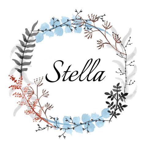 Girls name in floral wreath : STELLA Stella (Latin) star Embroidery Names, Baby Name Tattoos, Stella Kids, Stella Rose, Blue Names, Art Basics, Name Wallpaper, Phone Wallpaper Patterns