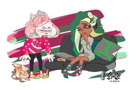 Sweater vs sock Pearl And Marina, Conan Grey, Nintendo Splatoon, Team Socks, Splatoon 2 Art, Nintendo Art, Sea Animals, Splatoon, Art Inspo