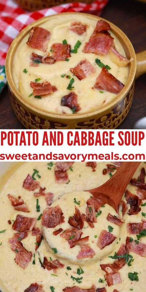 Potato Cabbage Soup, Potato And Cabbage Soup, Potato And Cabbage, Cabbage Potato Soup, Easy Cabbage Soup, Cabbage And Potatoes, Cabbage And Sausage, Bacon Soup, Savory Meals