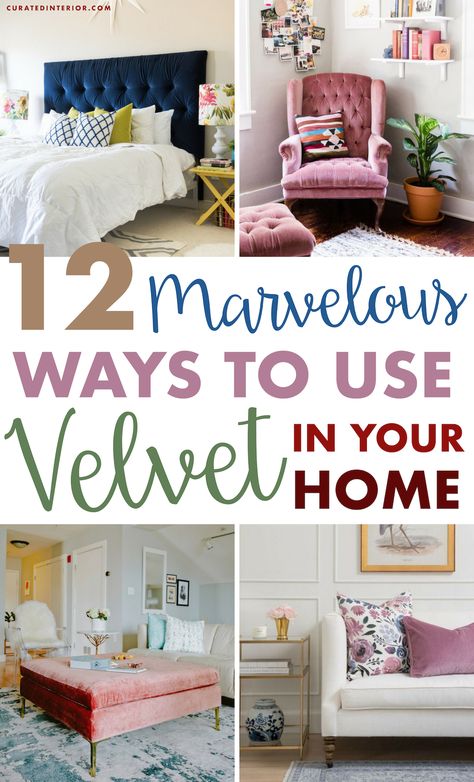 12 Marvelous Ways to Use Velvet in Your Home Curated Interior, Velvet Decor, Interior Design Contemporary, Blogger Inspiration, Elegant Drapes, Décor Boho, Elegant Home, Velvet Curtains, Velvet Dining Chairs