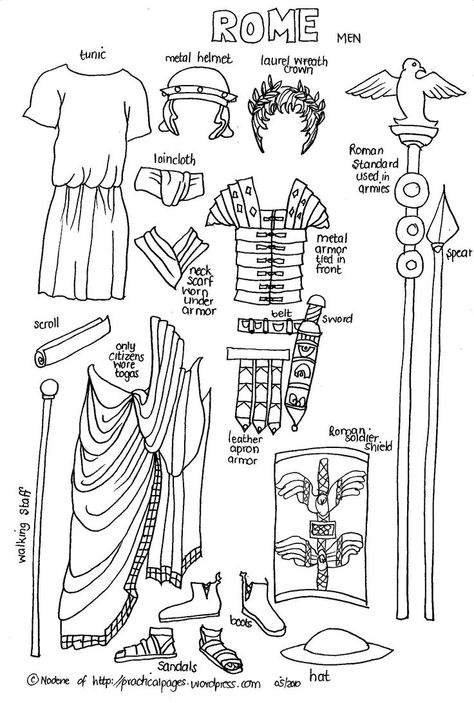 Ancient Roman Cut-Outs (C1, W5-W6)  Great project for kids to learn some different cultures and make "paper people" Imperiul Roman, 6th Grade Social Studies, Rome Antique, Empire Romain, Historia Universal, Homeschool History, Mystery Of History, Roman History, Roman Art