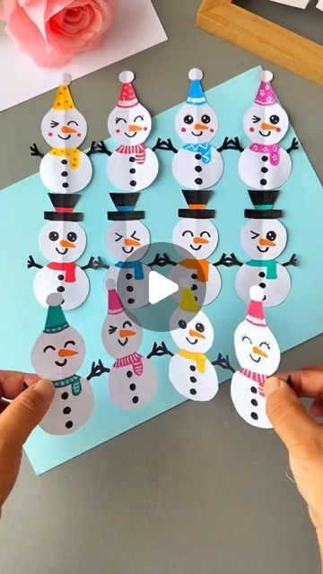 Kid Craft Christmas, Pottery Christmas Ideas, Paper Snowman Craft, Christmas Mantle Decorations, Xmas Cards Diy, Winter Activity For Kids, Paper Snowman, Christmas Crafts Snowman, Christmas Art For Kids