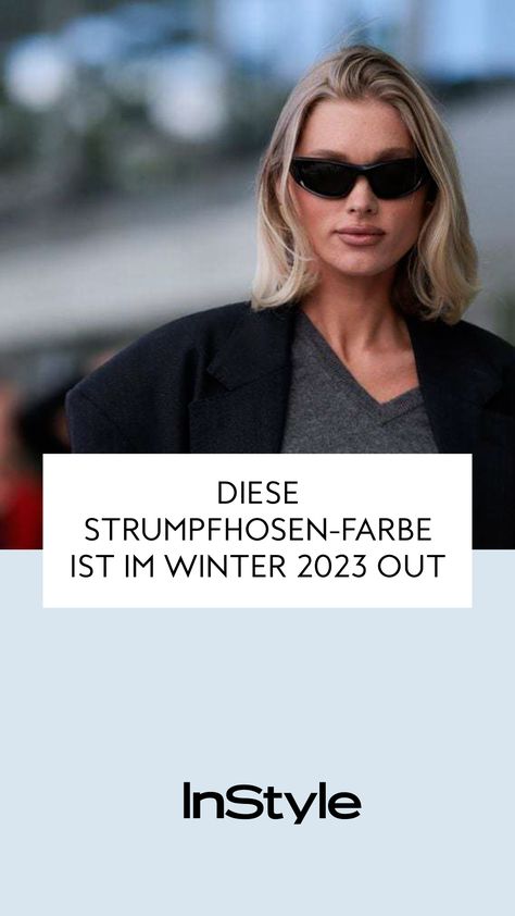 Strumpfhosen sind die perfekten Kombipartner für Kleider und Röcke im kalten Winter, doch statt zu Schwarz solltest du jetzt zu dieser Farbe greifenFashion, Mode, Outfit, Styling Outfit Styling, Elsa Hosk, Winter 2023