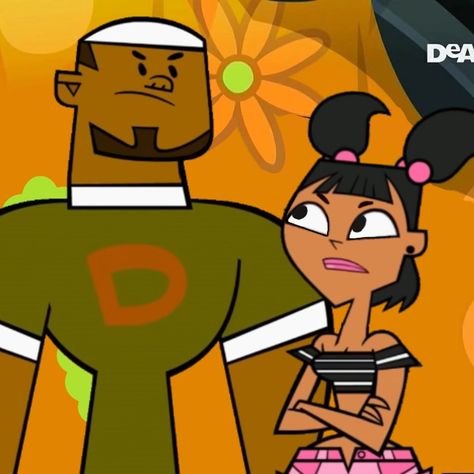 Dj X Katie Total Drama, Katie Total Drama, Dj Total Drama, Total Drama Island Dj, Island Cartoon, Island Height, Drama Total, Cartoon Profile, Drama Island