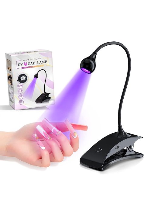 Bdjso Mini Led Nail Lamp - UV Lamp for Gel Nails,Portable Gooseneck UV Light for Nails Rechargeable Touch Gel X Lamp for Nails Flexible UV Nail Lamp with Clamp &amp; Type-C for Salon Home DIY(Black-A) Nail Gel Lamp, Diy Snowflake Decorations, Uv Nail Lamp, Led Nail Lamp, Top Nail, Uv Lamp, Uv Light, Manicure At Home, Nails At Home