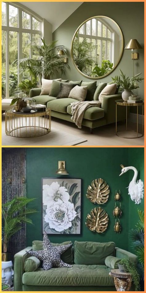 Green living room ideas can be bold and beautiful. Incorporate navy and terracotta for a dynamic color scheme. This combination is perfect for those who love deep, rich colors. Navy Olive Living Room, Kitchen And Living Room Combo Colors, Olive Green Living Room Color Scheme, Navy And Terracotta, Dining Room Living Room Combo, Green Living Room Color Scheme, Steampunk Garden, Modern Green Living Room, Olive Living Rooms