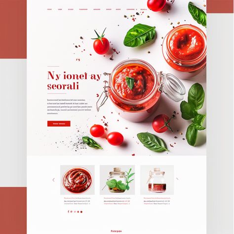 Tomato Website Design | Tomato Home Page | Tomato Website | Web Design Inspiration | Tomato Website Design | Tomato Sauce Landing Page Template | Tomato Sauce Landing Page | Minimalist Landing | Minimalist Landing Page Tomato Sauce | Tomato Website Created by #MidjourneyAI, #Midjourney #aiart #art #ai #artificialintelligence #machinelearning #aiartcommunity #aiwebsite Sauce Website Design, Food Web Design, Modern Web Design, Food Web, Color Palette Pink, Landing Page Template, E Learning, Page Template, Web Design Inspiration