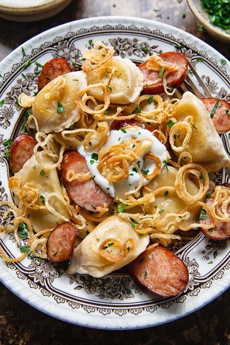 Pierogies and Kielbasa Pierogis And Kielbasa, Kielbasa And Pierogies Casseroles, Slow Cooker Pierogies And Kielbasa, Pierogies Cabbage And Kielbasa, Grilled Pierogies And Kielbasa, Pierogies And Kielbasa, Sweet And Sour Beef, Cream Sauce Pasta, Pierogi Recipe