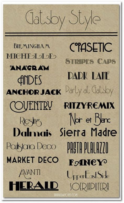 Awesome Party Ideas, Paper Town, Letras Cool, Art Deco Fonts, Art Deco Party, Typographie Inspiration, 1920 Art, Art Deco Font, 1920 Art Deco