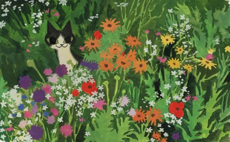 ✨ Kelly Pringle ✨ (@kellypringleart) on X Cat Art Wallpaper, Art Wallpaper Desktop, Cat Header, Kitty Images, Happy July, Picture Books Illustration, Spirited Art, Gouache Painting, Funky Art