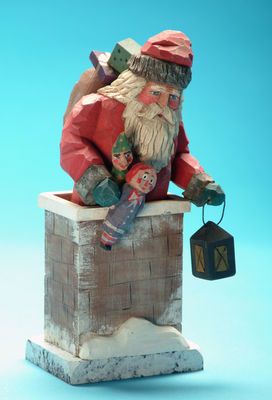 image  of folk art painted santas | Santa folk art carving, hand carved Santas, carved Santas Santa And Reindeer Flying, Reindeer Flying, Santa Claus Images, Contemporary Folk Art, Santa Carving, Primitive Santa, Santa Pictures, Wooden Santa, Kris Kringle