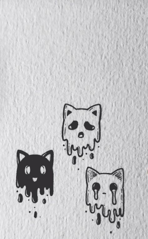 Cat Ghost, Ghost Tattoo, Doodle Tattoo, Cute Little Tattoos, Cute Doodle Art, Friend Tattoos, Mini Drawings, Dessin Adorable, Tattoo Design Drawings