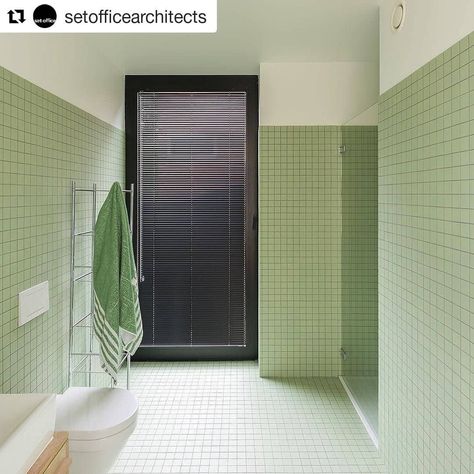 Winckelmans Pistachio 5x5cm by @setofficearchitects  5x5 pistache Winckelmans par @setofficearchitects ・・・ DWC HOUSE in #Heverlee, shot by #lucroymans⠀  #housing #setofficearchitects #architecture #interiordesign #bathroom #tiles #winckelmans #mint #tileinspo #green #fliser #fliesen #tegels #soleria #carrelage #grescerame #madeinfrance #bathroom #salledebains #porcelaintiles #epv Small Toilet Room, Architects Office, Small Toilet, Toilet Room, Big Bathrooms, Bathroom Tiles, Bathroom Toilets, Bathroom Styling, Tile Bathroom