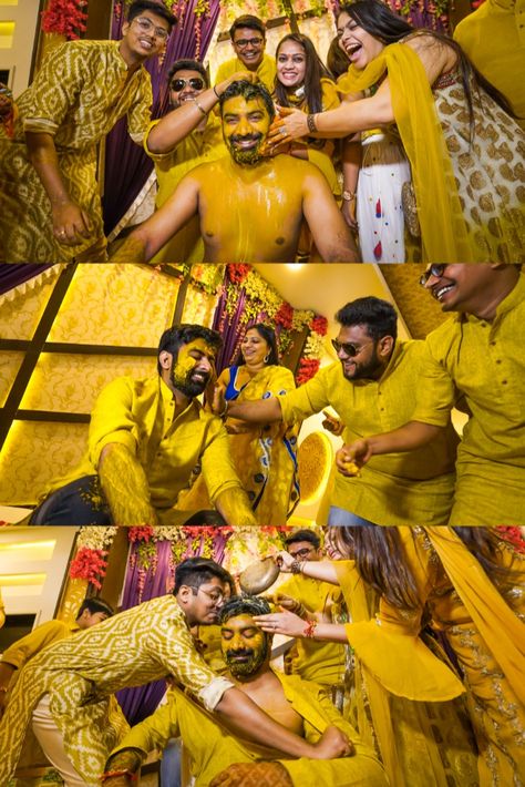 Indian Groom on Haldi Ceremony | Haldiphoto | BhomikHaldi |yellow | Dance | Haldi Ceremony Snapchat Story, Boys Haldi Ceremony, Mehandi Photo, Haldi Groom, Haldi Pose, Haldi Shoot, Haldi Poses, Haldi Photoshoot, Brother And Sis