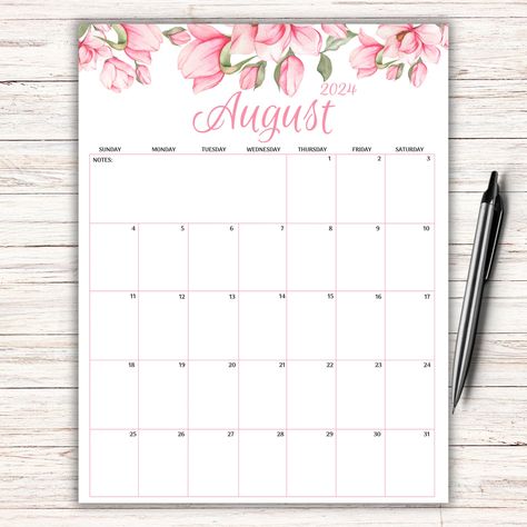 Fillable Calendar, Monthly Schedule, August Calendar, 2024 Planner, School Calendar, Planner Monthly, Kids Calendar, Adobe Acrobat, Monthly Planner