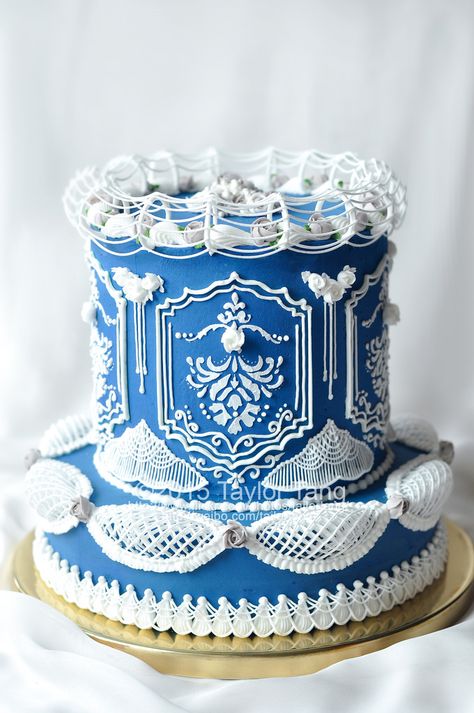 Royal Icing Cakes, Royal Cakes, Blue And White Wedding, Cupcakes Decorados, Pretty Birthday Cakes, Cake Icing, Just Cakes, Gorgeous Cakes, Royal Icing Cookies