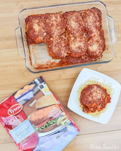 Tyson Chicken Patties Parmesan Recipe Chicken Patty Parmesan Recipe, Chicken Patty Parmesan, Tyson Chicken Recipes, Tyson Chicken Patties, Chicken Patty Recipes, Chicken Parm Recipes, Chicken Patty, Tyson Chicken, Chicken Parmesan Recipe Easy