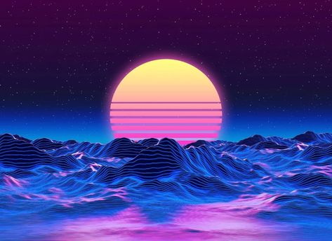 #vaporwave #synthwave Vaporwave Retro Sci Fi Aesthetic, Sci Fi Aesthetic, Stars Night Sky, Synthwave Art, Sci Fi Wallpaper, 80s Neon, Retro Futuristic, Retro Aesthetic, Abstract Wallpaper