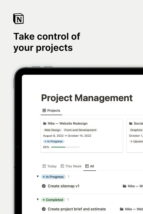 Notion Project Template, Notion Template Ideas Project Management, Notion Team Template, Notion Task Template, Notion Project Management, Projects Management, 2nd Brain, Crm Design, Project Management Task List