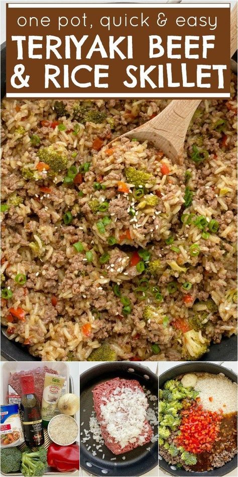 Korean Ground Beef Crockpot Recipes, Ground Beef And Broccoli Recipe, Ground Beef Broccoli And Rice Recipes, Rice In Beef Broth, Ground Beef Rice And Broccoli, Ground Beef Peppers Rice, Ground Beef Rice Vegetable Recipes, One Pot Ground Beef And Rice, Chinese Food Recipes Ground Beef