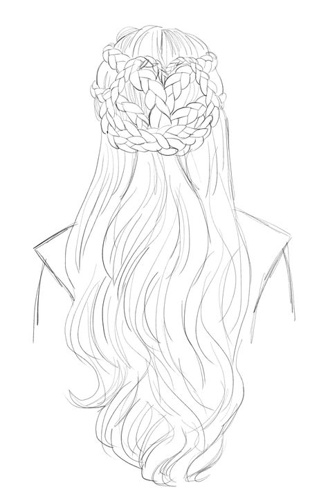 Daenerys Braids, Procreate Templates, Old Fashioned Hairstyles, Targaryen Hair, Roman Hairstyles, Cartoon Chef, How To Draw Braids, Medieval Hairstyles, Crown Drawing