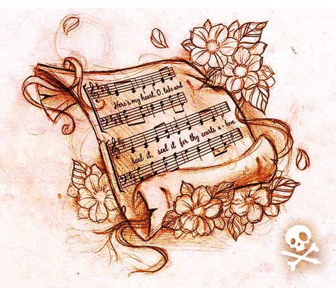 Sketch Music sheet by WillemXSM.deviantart.com on @deviantART...I love the idea of having the music and lyrics to a favorite and meaningful song:) Tattoo Ideas Music, Inspiritional Quotes, Sheet Music Tattoo, Song Tattoos, Tattoo Music, Music Tattoo Designs, Hawaiian Tattoo, Music Tattoo, Arrow Tattoos