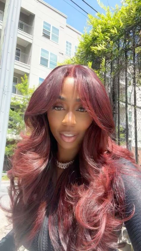 Eye-Catching Cherry Red Hair Ideas for Every Mood Hair Color Ideas For Black Women, Black Woman Red Hair, Black Women Hair Color Ideas, Red Hair Ideas, Black Women Hair Color, Cherry Red Hair, Red Wigs, Hair Color For Women, Natural Styles