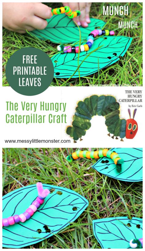 Preschool Bugs, Caterpillar Preschool, Caterpillar Activities, Leaves Template, The Very Hungry Caterpillar Activities, Hungry Caterpillar Craft, Garden Creatures, Hungry Caterpillar Activities, Caterpillar Book