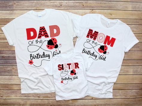 Ladybug 1st Birthday, Birthday Ladybug, Geek Birthday, Miraculous Ladybug Party, Bubble Guppies Birthday Party, Ladybug Birthday Party, Bubble Guppies Birthday, Family Cruise Shirts, Ladybug Birthday