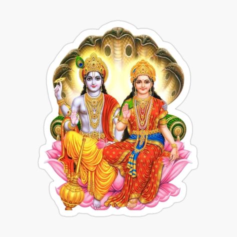 Get my art printed on awesome products. Support me at Redbubble #RBandME: https://www.redbubble.com/i/sticker/Vishnu-And-Lakshmi-by-newtotem/163818828.EJUG5?asc=u Krishna Sticker, Vishnu And Lakshmi, Shiva Parvati, Shiva Parvati Images, Cosmic Art, Quotable Quotes, Glossier Stickers, Transparent Stickers, Shiva