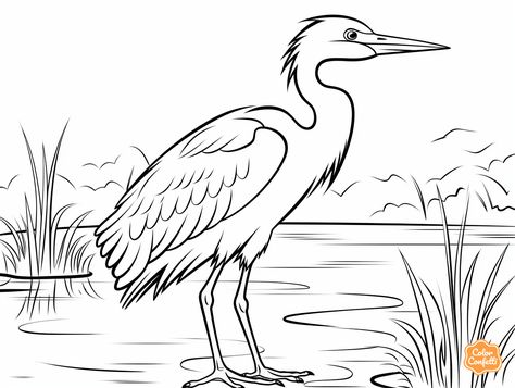 illustration of Great-blue heron printable coloring page Flamingo Coloring Page, Minions Coloring Pages, Pop Art Coloring Pages, Coloring Pages Free Printable, Bird Coloring Pages, Fairy Coloring Pages, Printable Coloring Sheets, Easy Coloring Pages, Flower Coloring Pages