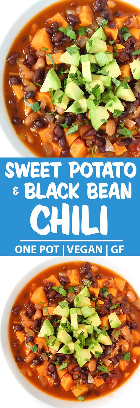 Sweet Potato Black Bean Chili Soup Swap, Sweet Potato Black Bean Chili, Chili Recipe With Black Beans, Chili Vegan, Sweet Potato And Black Bean, Potato Chili, Sweet Potato Black Bean, Black Bean Chili, Sweet Potato Black Beans