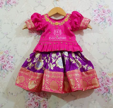 Pattu Langa For New Born Baby, Newborn Pattu Langa, Baby Pattu Langa Designs, Langa Jacket For Kids Pattu, Kids Pattu Langa Blouse Designs, Pattu Langa Blouse Designs For Kids, Baby Girl Pattu Langa Designs, Kids Pattu Langa Designs, Pattu Langa For Kids