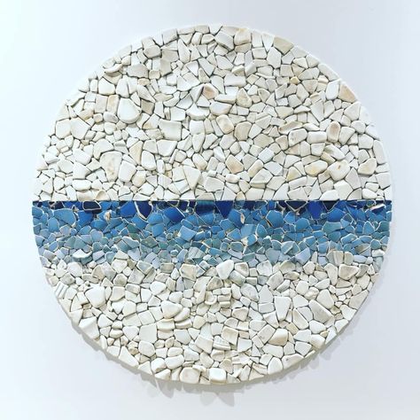 Sea Pottery Mosaic, Landscape Mosaic, Sea Treasure, Abstract Tile, Mosaic Rocks, Beach Glass Crafts, Mosaic Inspiration, Mosaic Tile Art, White Mosaic