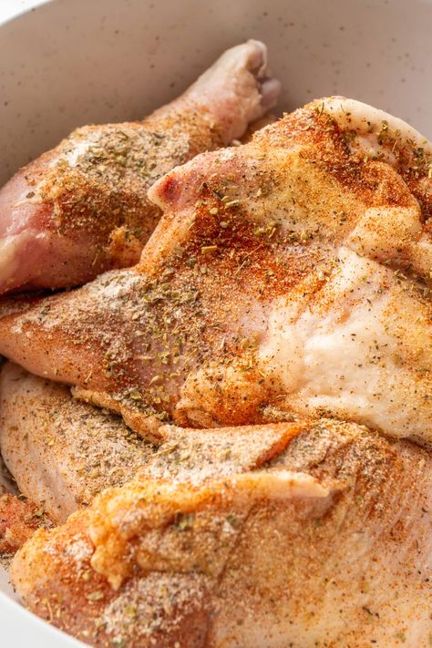 Learn How to Make Rotisserie Chicken in the Oven in just a handful of steps. Ready in 1 hour, the generously seasoned roasted chicken is tender and juicy, while being the perfect addition to sandwiches, casseroles, soups, and more. Rotisserie Chicken In The Oven, Chicken In Oven, White Sauce Lasagna, Rotisserie Chicken Recipe, Chicken In The Oven, Pre Cooked Chicken, Cabbage Casserole, Whole Roasted Chicken, Stuffed Whole Chicken