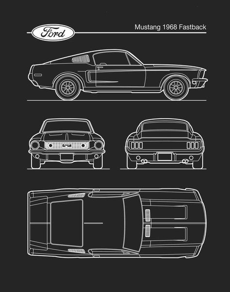 Mustang Blueprint, 68 Fastback, Airplane Drawings, Sp2 Vw, Car Blueprint, Collage Mural, Blueprint Art, Cool Car Drawings, Seni Dan Kraf