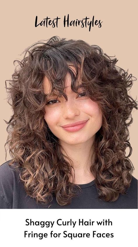 Bangs For Square Face, Shaggy Curly Hair, Flattering Bangs, Curly Hair Fringe, Haircut For Square Face, Natural Curly Hair Cuts, Square Face Hairstyles, Shaggy Short Hair, Hair Mistakes