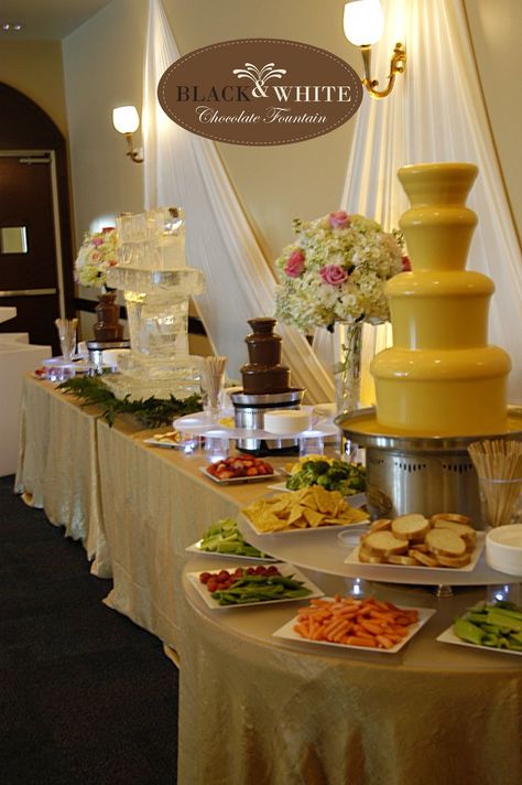 Cheese Fountain Wedding, Cheese Fountain Ideas, Nacho Fountain Bar, Cheese Fountain Bar, Chocolate Fountain Bar Wedding, Queso Fountain Wedding, Nacho Fountain, Nacho Cheese Fountain, Food Fountain