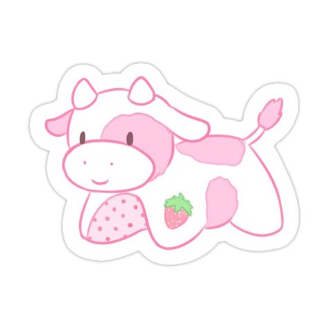 Cow Merch, Cow Stickers, Strawberry Cow, Strawberry Pink, Cow Gifts, Pink Cow, Stickers For Sale, Cow, For Sale