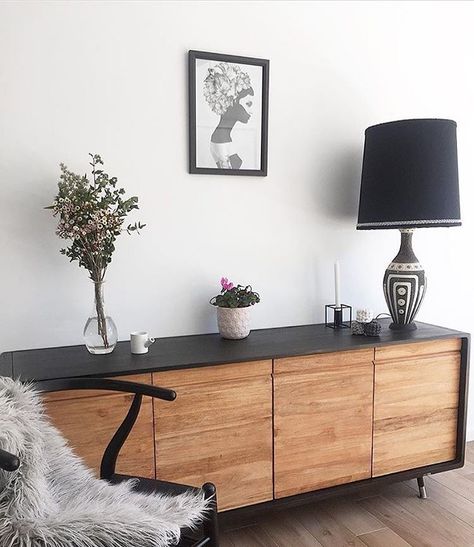 Sick Of It, Sideboard Decor, Buffet Sideboard, Wooden Sideboard, Scandinavian Furniture, Buffet Cabinet, Sideboard Furniture, Prints Art, Furniture Inspiration