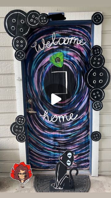 Coraline Nursery Ideas, Diy Coraline Party Decorations, Coraline Ornaments, Coraline Door Decoration, Coraline Themed Room, Coraline Theme Party, Coraline Decorations Halloween, Coraline Party Decorations, Coraline Themed Birthday Party