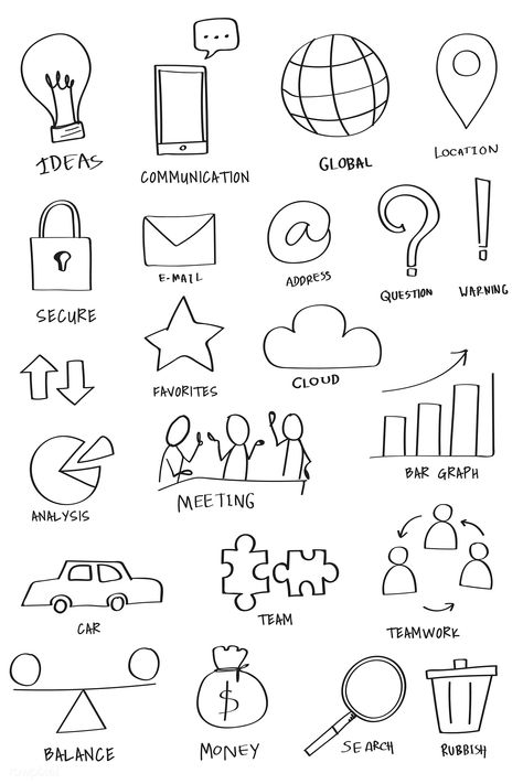 Hand drawn various symbol elements vector set | premium image by rawpixel.com / busbus Visual Note Taking, Kalender Design, Sketch Note, Telephone Call, People Working Together, Doodle Frame, Doodle Notes, Free Hand Drawing, Bullet Journal Aesthetic