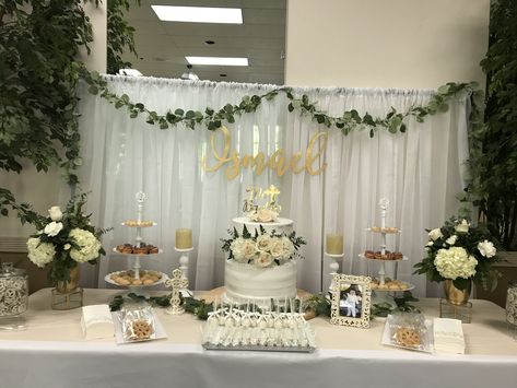 Mi Bautizo Dessert Table, Baptism Dessert Table Ideas, Baptism Decorations Table, Babtizum Ideas For Boys, Confirmation Table Decorations, Baptism Cake Table, Babtizum Party Ideas, First Communion Dessert Table, Baptism Dessert Table