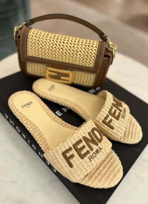 Lv Sandals, Fendi Bag Aesthetic, Fendi Slides Women, Heels Fendi, Fendi Satin Sandals, Chanel Slippers, Lv Slippers, Fendi Feel Sandals, Gucci Slippers