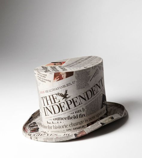 Princeton doesn't want you? That's cool, now you have a top hat. Newspaper Craft Ideas, Newspaper Hat, Newspaper Fashion, Newspaper Craft, Newspaper Dress, Recycled Dress, Newspaper Art, Paper Fashion, Crazy Hats