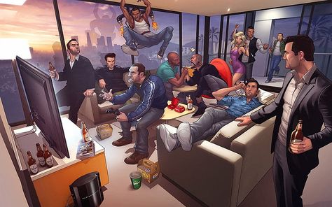 HD wallpaper: men partying illustration, untitled, Grand Theft Auto, Grand Theft Auto V | Wallpaper Flare