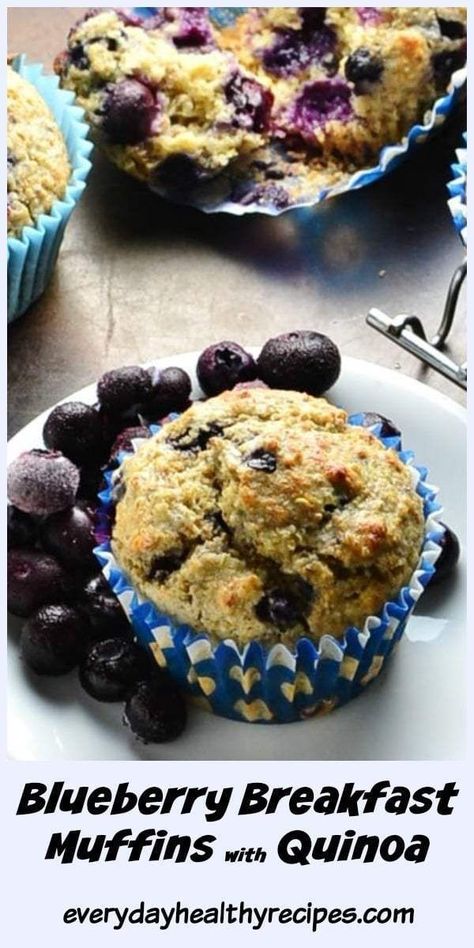 Blueberry Quinoa Muffins, Healthy Blueberry Breakfast, Simple Quinoa, Blueberry Quinoa, Blueberry Muffin Recipe Healthy, Quinoa Muffins, Healthy Blueberry Muffins, Blueberry Breakfast, Breakfast And Brunch