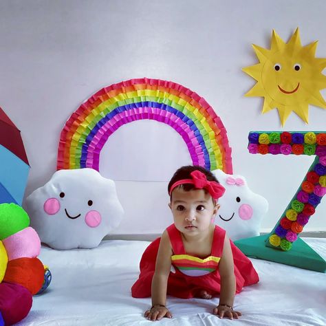 Rainbow Theme Baby Photoshoot, 7th Month Baby Photoshoot Ideas, 7 Month Baby Milestones, 7 Months Baby Photoshoot, Special Background, 7th Month, 7 Month Baby, Photoshoot Boy, Baby Photoshoot Ideas