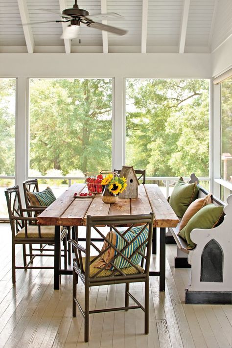 Porch Dining Area Porch Dining, Lake House Interior, Porch Addition, Cheap Diy Home Decor, Farmhouse Renovation, Porch Furniture, Farmhouse Remodel, Farmhouse Porch, House With Porch